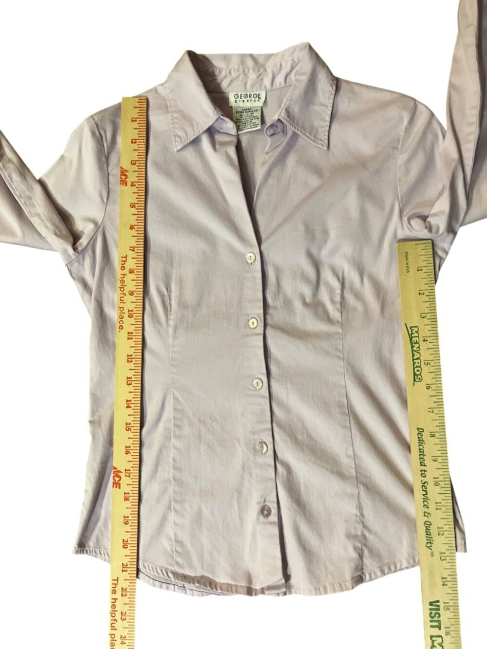 George Stretch Womens XS 2 Dusty Lavender Fitted Button Down Shirt Cotton Blend - Picture 8 of 12